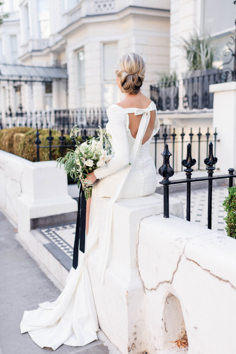 The back of a Naomi Neoh gown with a cut-out detail, Simply Divine styled shoot
