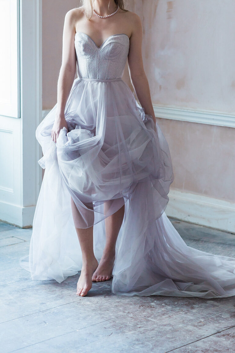 The tulle skirt of a Naomi Neoh gown, The Violet Vigour styled shoot