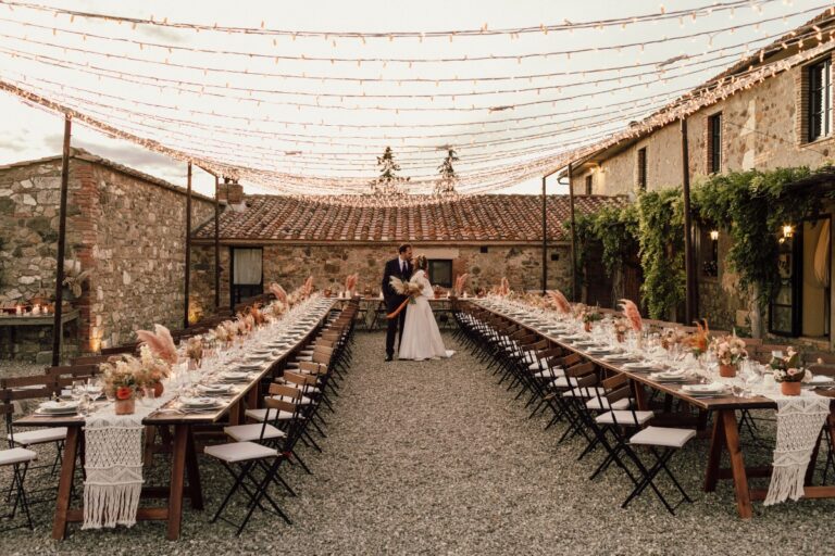 The festoon-lit courtyard at Locanda in Tuscany, Natasha Barbato