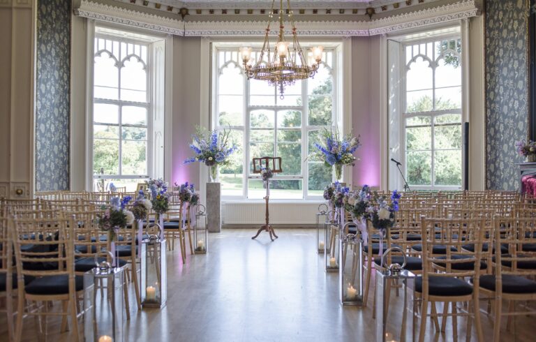 Ceremony seating in front of the bay windows, Non Such Mansion