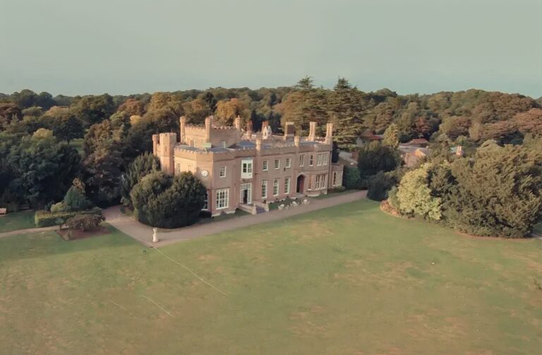 Aerial view of Nonsuch Mansion in its parkland, Non Such Mansion