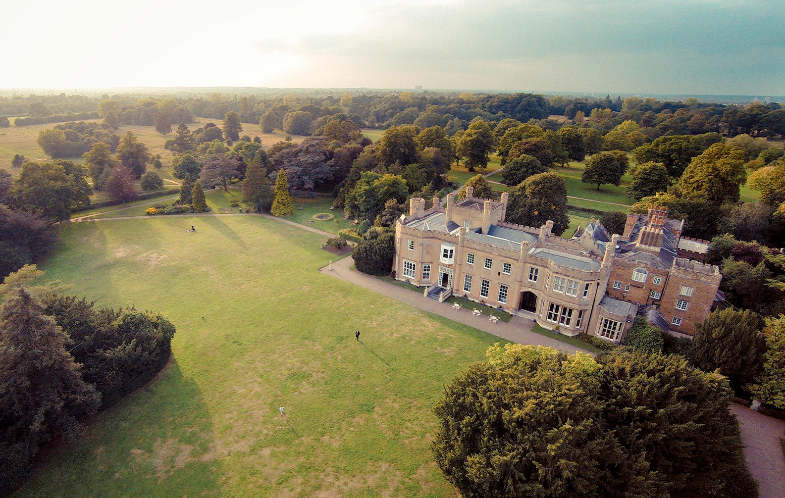 Aerial view of the mansion and Nonsuch Park, Non Such Mansion