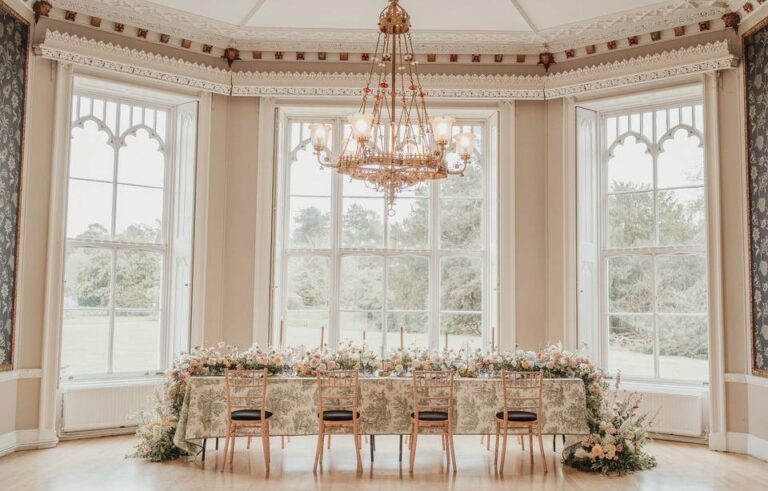 Top table set before the bay windows, Non Such Mansion
