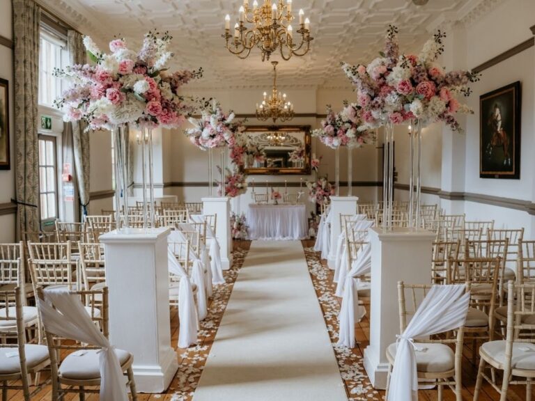 The Crystal Suite dressed for a civil ceremony at Nunsmere Hall, Nunsmere Hall Hotel