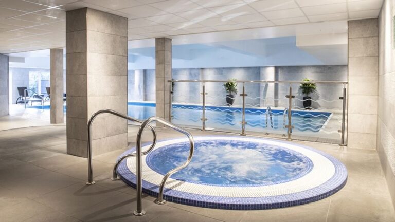 The indoor pool and spa pool in the Health Club and Spa, Nutfield Priory Hotel & Spa
