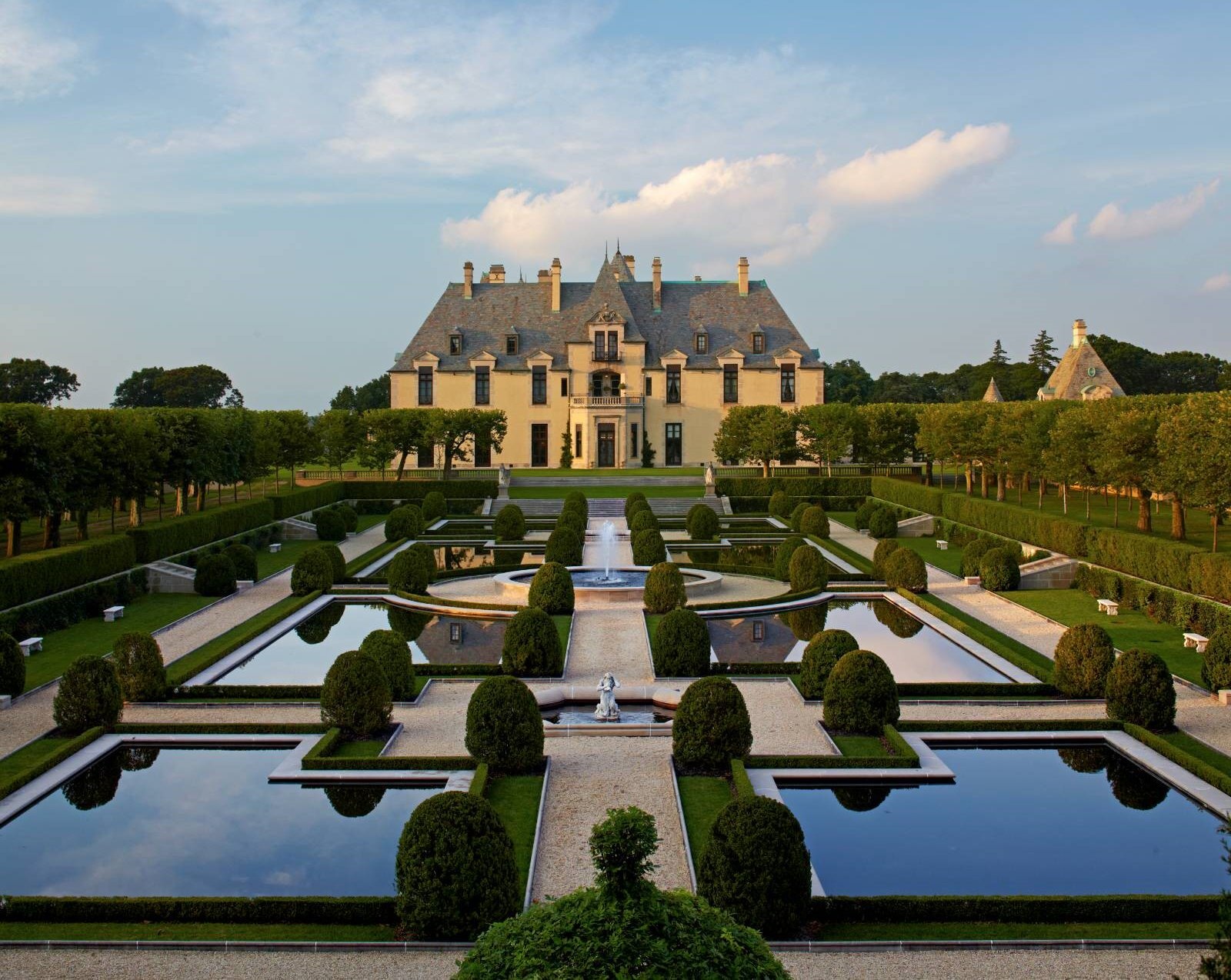 The Reflecting-Pool Gardens at Golden Hour, Oheka Castle