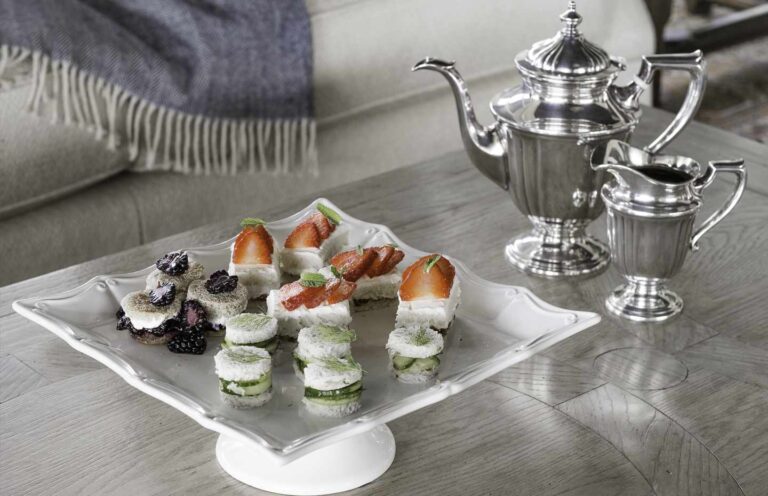 Canapes served on a silver tray, Over Yonder Cay