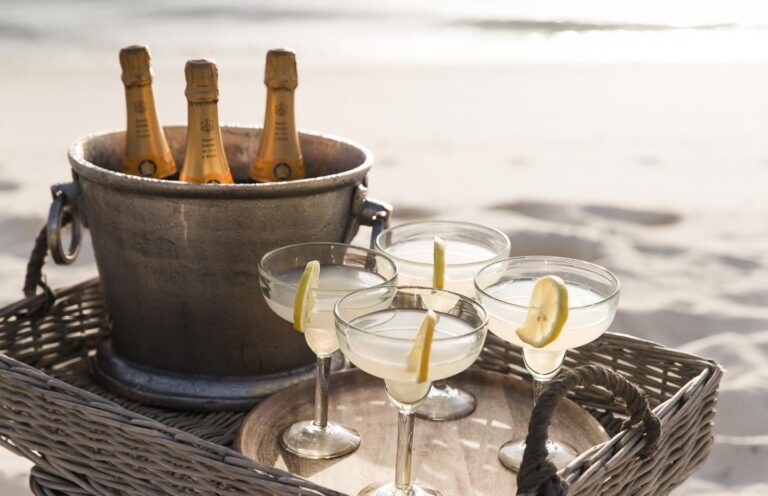 Champagne on ice with chilled cocktails, Over Yonder Cay