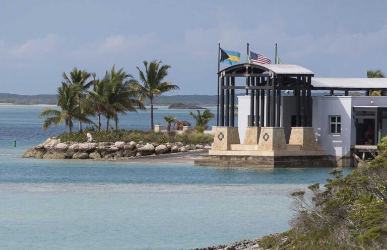 The marina clubhouse on its point, Over Yonder Cay