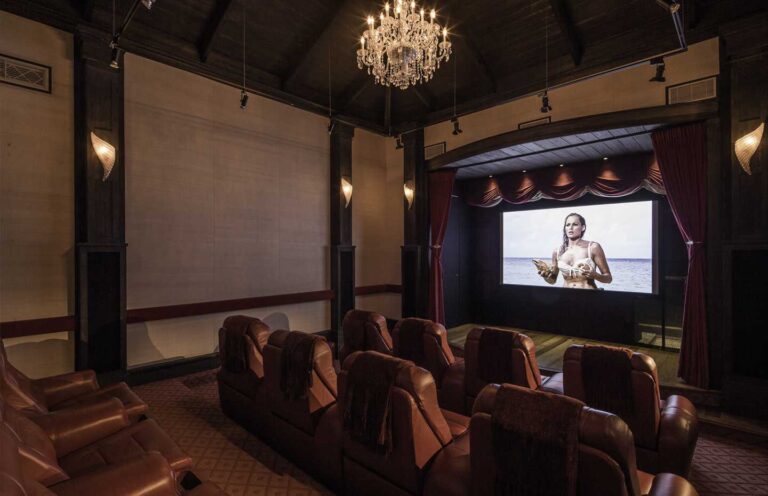 The twelve-seat movie theatre at Meridian House, Over Yonder Cay