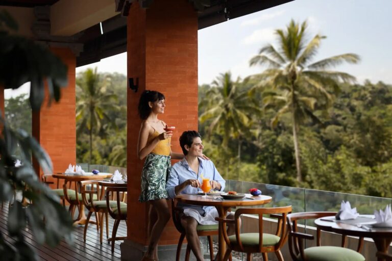 Breakfast on the terrace of The Puhu Restaurant, Padma Resort Ubud