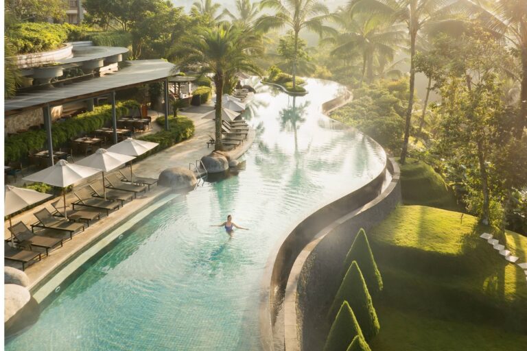 Pool terraces and sun loungers, Padma Resort Ubud
