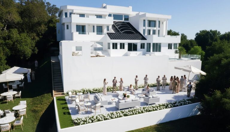 The contemporary architecture of the mansion, Palazzo Beverly Hills