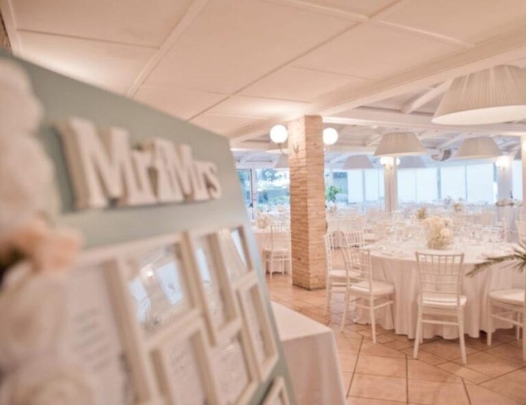 The indoor hall set for a reception, Parco dei Cavalieri