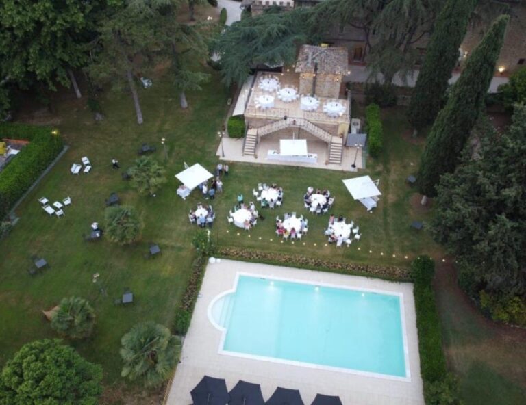 The pool and lawn seen from above, Parco dei Cavalieri