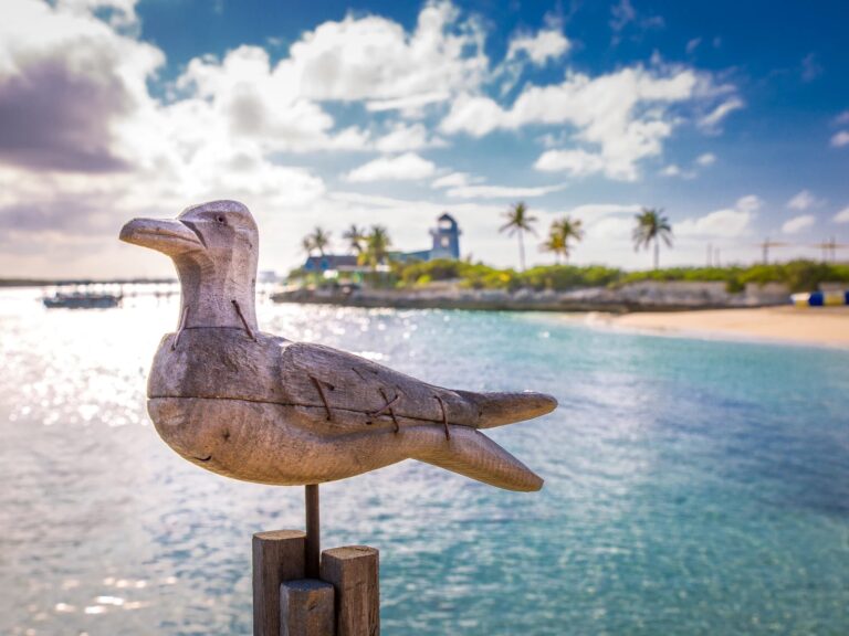 Beach view of the lighthouse, Pearl Island Bahamas