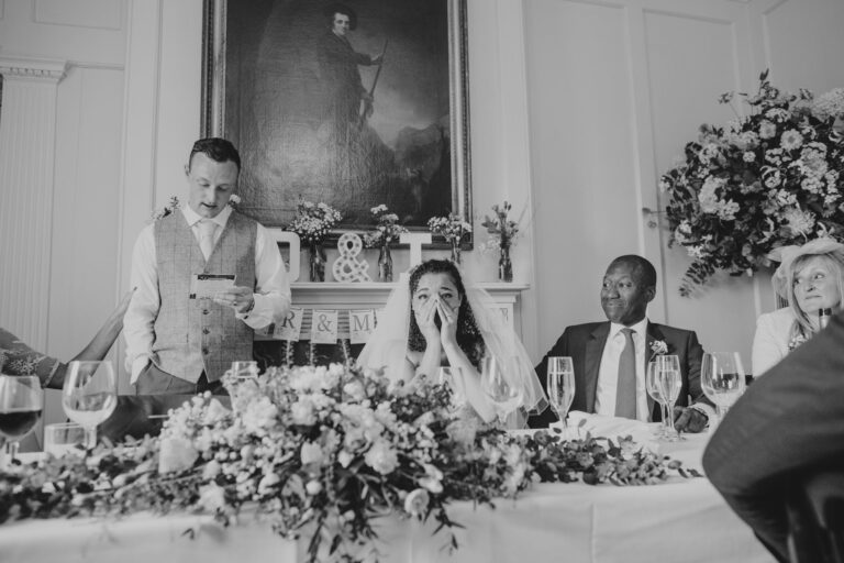Speeches in the dining room, an emotional moment, Pentillie Castle