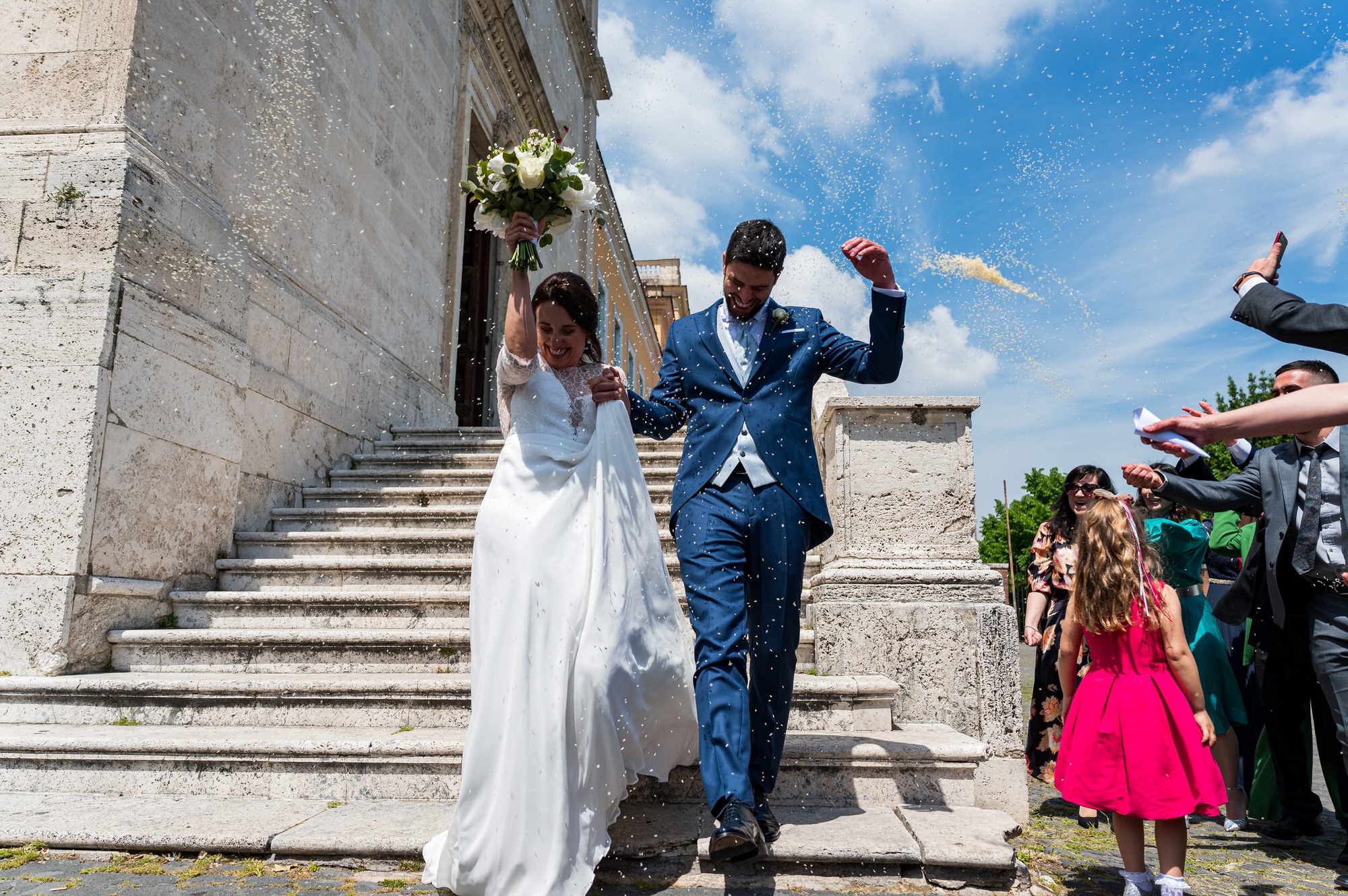 Leaving the church as the guests cheer, Rome, Pierpaolo Perri