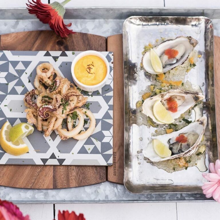 Oysters and small plates from the restaurant, Pura Vida Beach Ibiza
