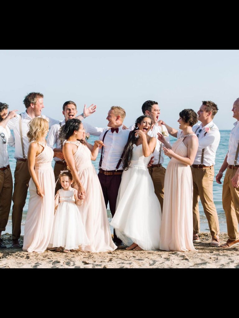 The wedding party on the beach, Pura Vida Beach Ibiza