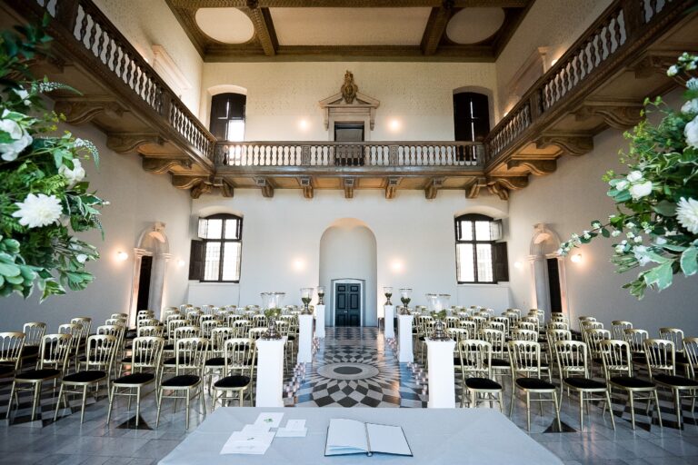 The Great Hall set for a wedding ceremony, Queen's House