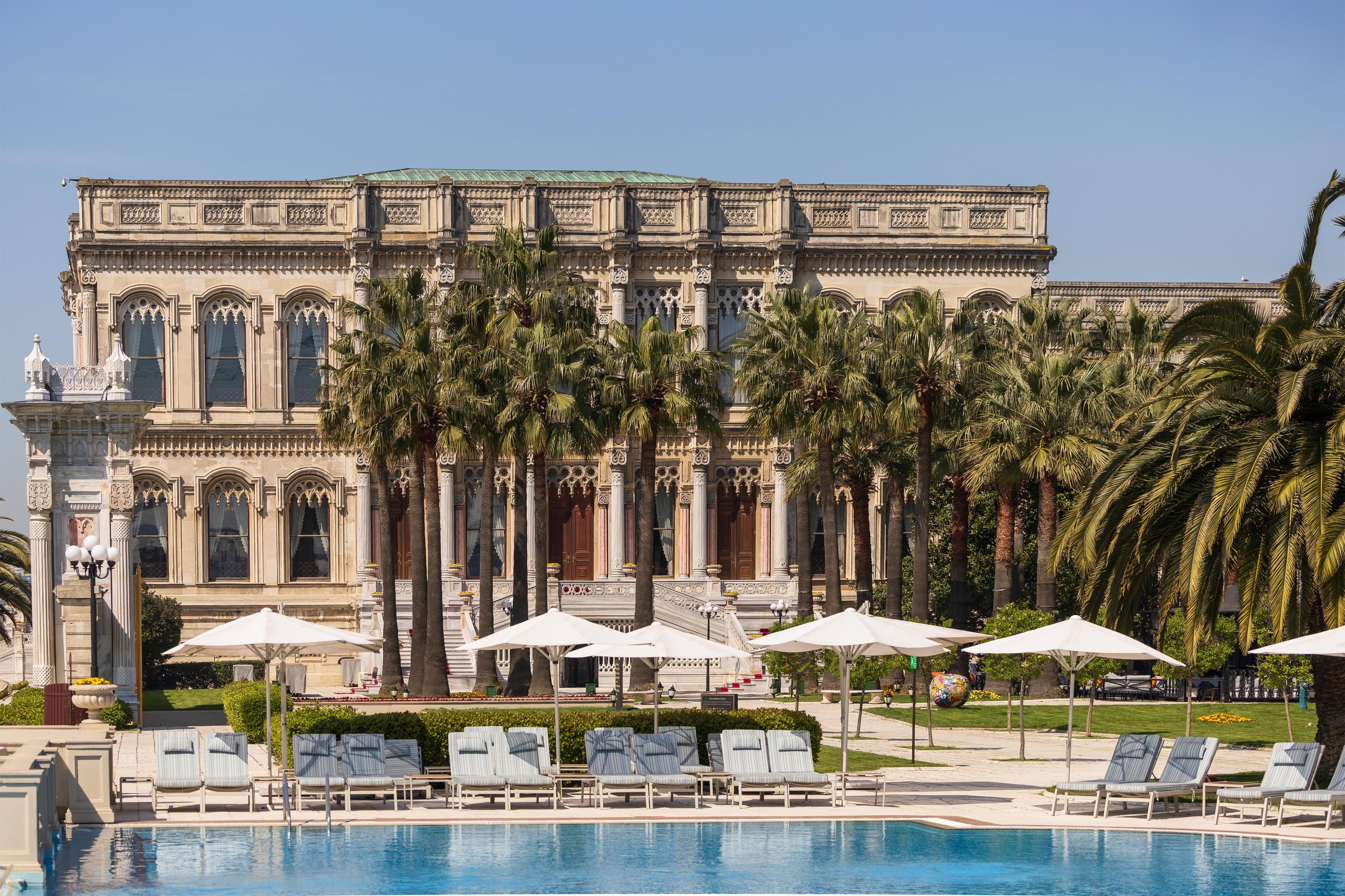 Palace facade above the outdoor pool, Çırağan Palace Kempinski Istanbul
