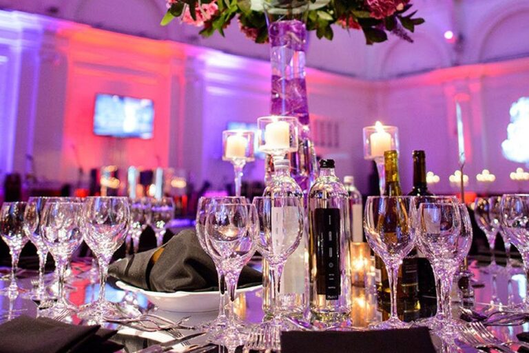 Table setting in Lindley Hall, The Royal Horticultural Halls, Royal Horticultural Halls, lindley hall table detail