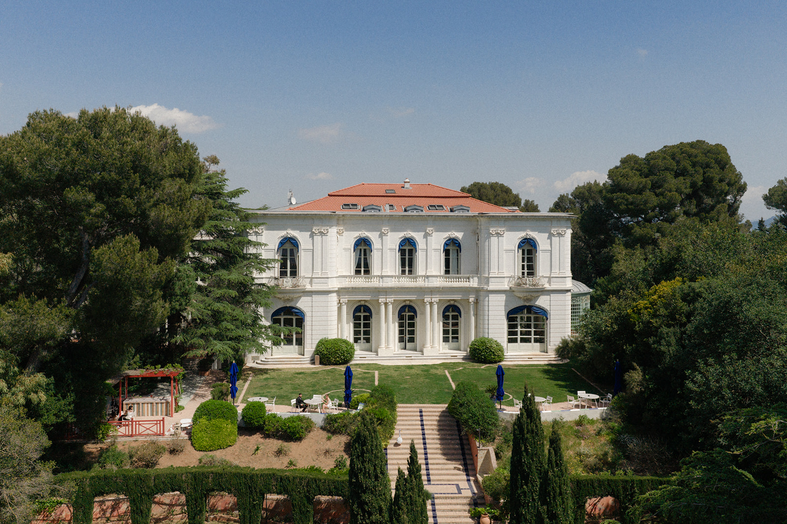 La Folie, the historic manor house, seen from above its terraced gardens, Rocabella