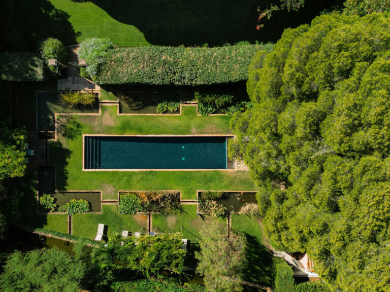 The garden pool of La Folie from above, Rocabella