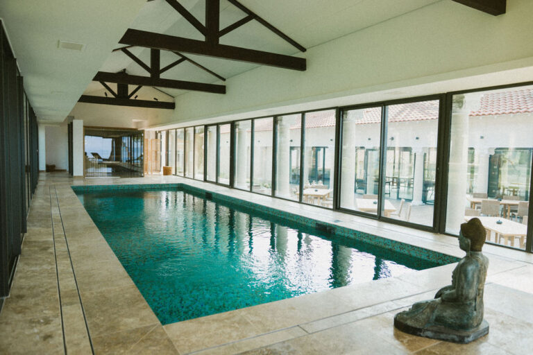 The heated indoor pool of the spa at La Corniche, Rocabella