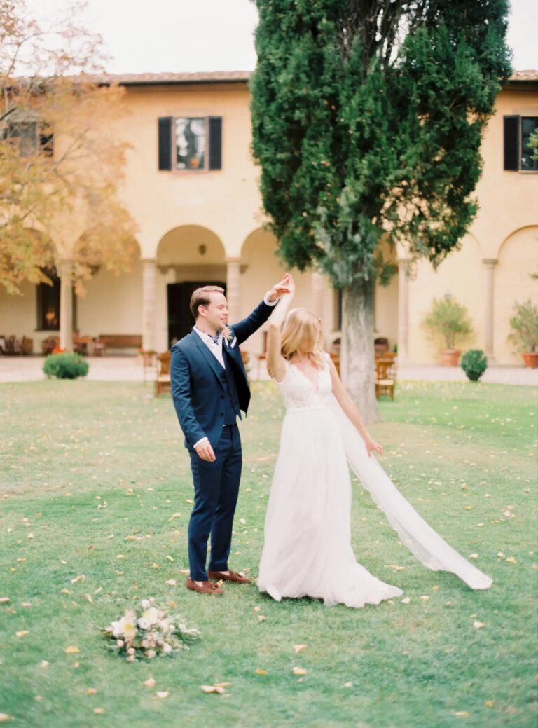 A twirl on the lawn in front of the villa's arcade, Villa Il Poggiale, Rocco Daniele Photography
