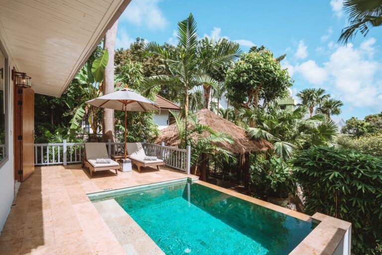 Terrace and private plunge pool of a two-bedroom pool villa, Rocky’s Boutique Resort