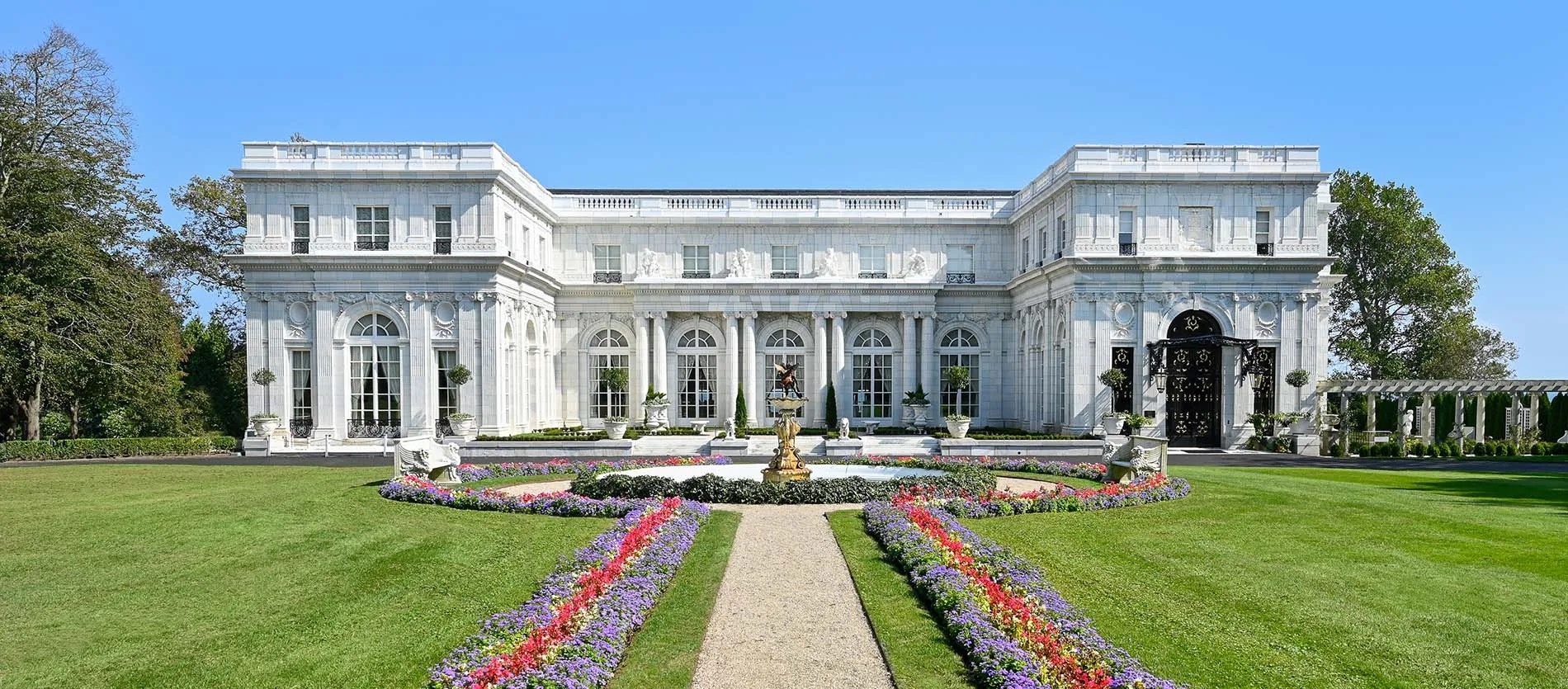 Rosecliff, the Facade and Formal Gardens, Rosecliff