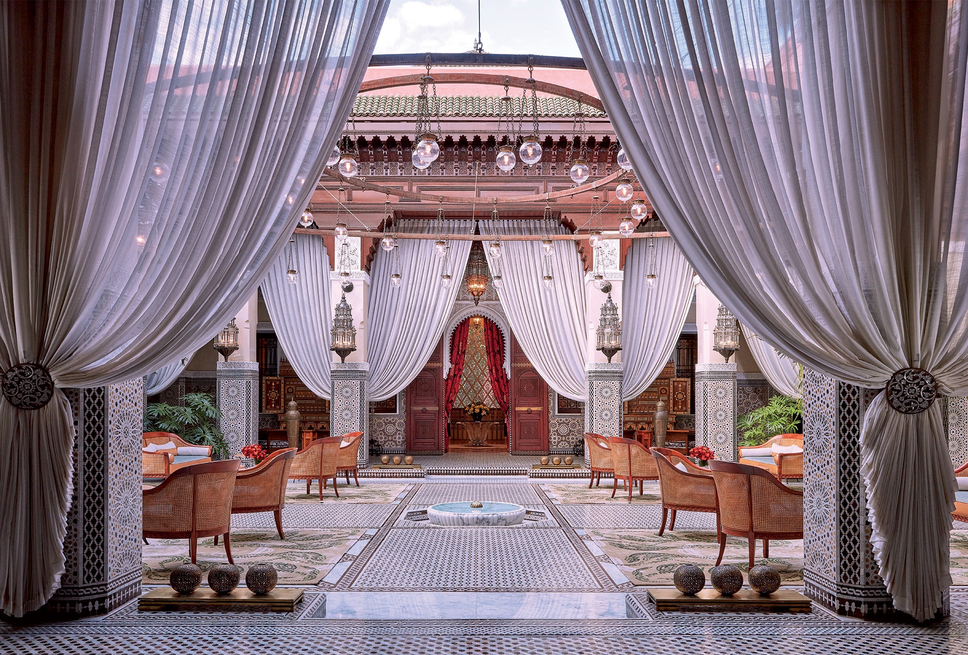 Courtyard of the palace under the open sky, Royal Mansour Marrakech