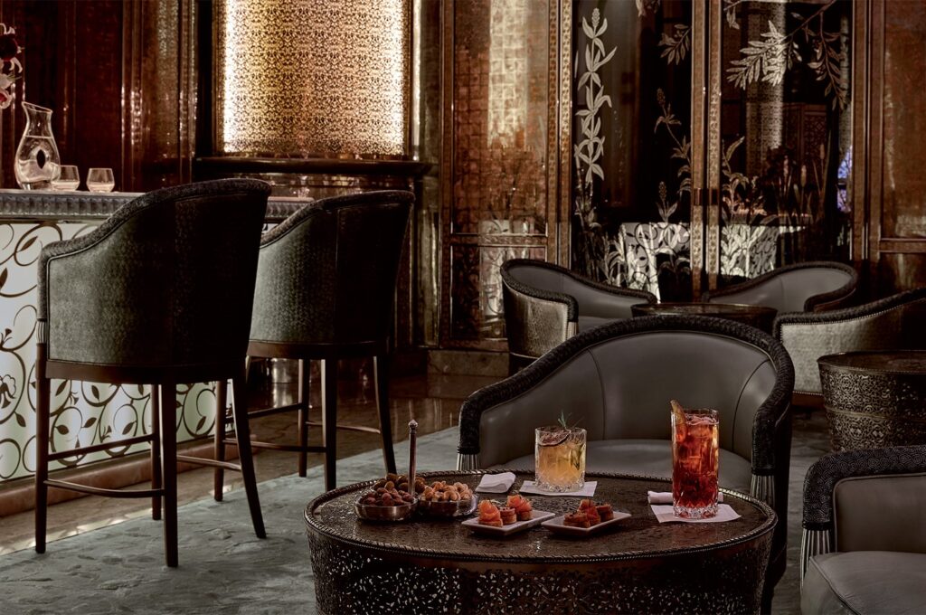 Bar lounge with signature drinks, Royal Mansour Marrakech