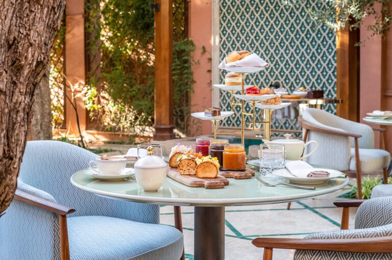 Afternoon tea served in La Grande Brasserie, Royal Mansour Marrakech