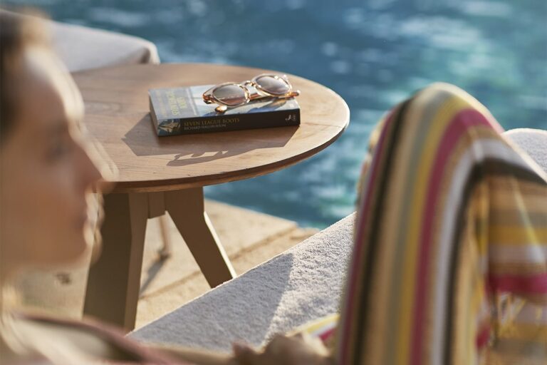 Poolside table in Le Jardin, Royal Mansour Marrakech