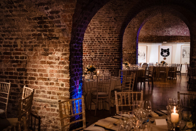 The Vaults laid for dinner beneath brick arches, RSA House
