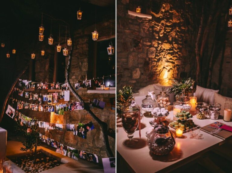 Lantern-Lit Photo Display and Dessert Table, Saint John Hotel Villas and Spa