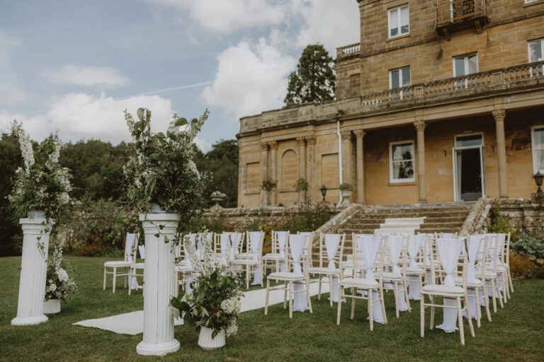 Ceremony seating on the south front lawn, Salomons Estate