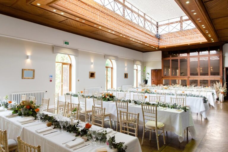 The Garden Room with its skylight, set for dining, Salomons Estate