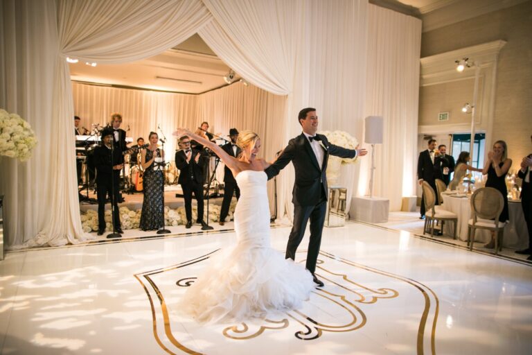 First dance in a white draped pavilion, Samuel Lippke Studios