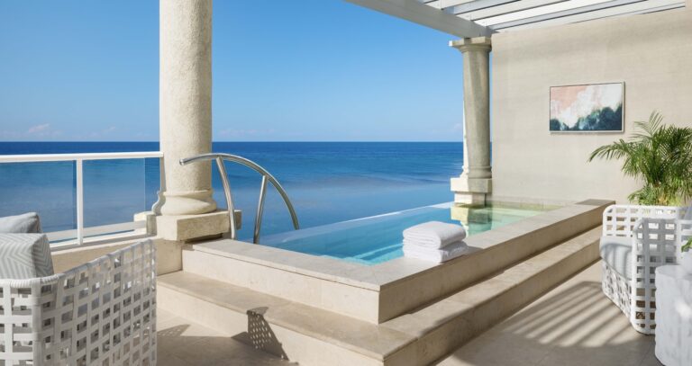 Terrace with a private plunge pool and sea view, Sandals Royal Caribbean Resort and Private Island