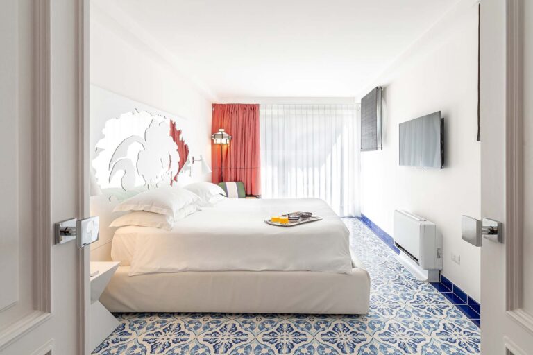 The bedroom of a Beach-Club Suite, Savoy Hotel & Spa
