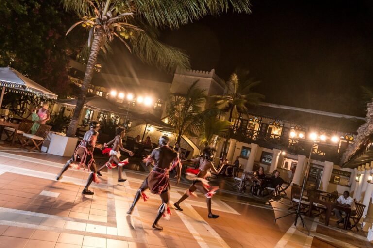 Evening cultural dance performance in the courtyard, Serena Beach Resort & Spa