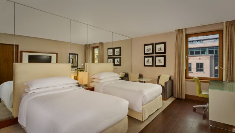 A Deluxe twin guest room, Sheraton Grand Hotel & Spa, Edinburgh