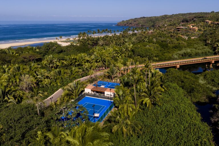 Tennis courts seen from the air, Siari Riviera Nayarit, a Ritz-Carlton Reserve