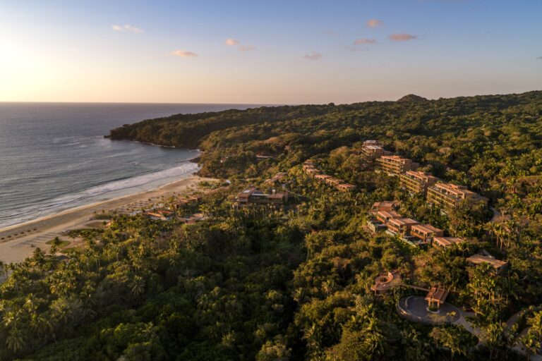 Aerial view of the resort in its coastal setting, Siari Riviera Nayarit, a Ritz-Carlton Reserve