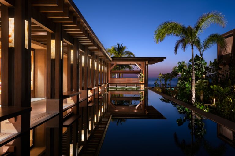 Estero entrance and reflecting channel at dusk, Siari Riviera Nayarit, a Ritz-Carlton Reserve