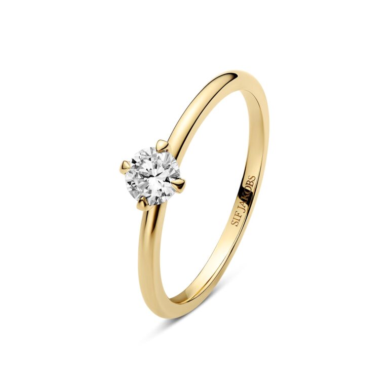 Round diamond solitaire engagement ring in 14 karat yellow gold, Sif Jakobs